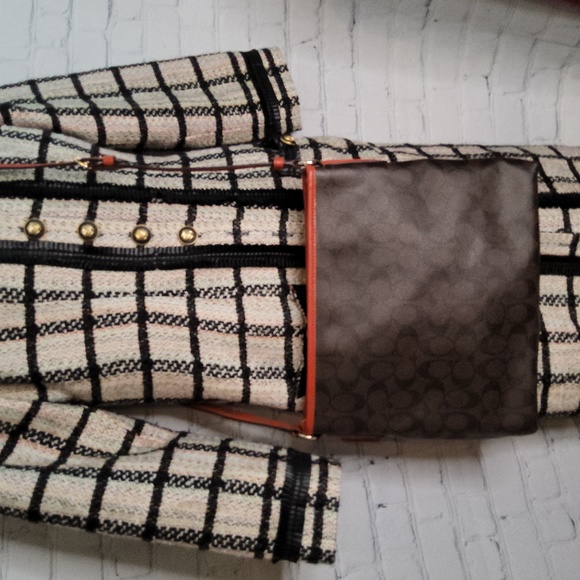 Coach Signature Zip File Cross Body Messenger Bag-Brown/Orange - Picture 4 of 5